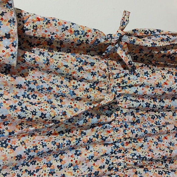 Ladies Blue/Pink Floral Dress with Flutter Sleeves Size 2x - Picture 4 of 11